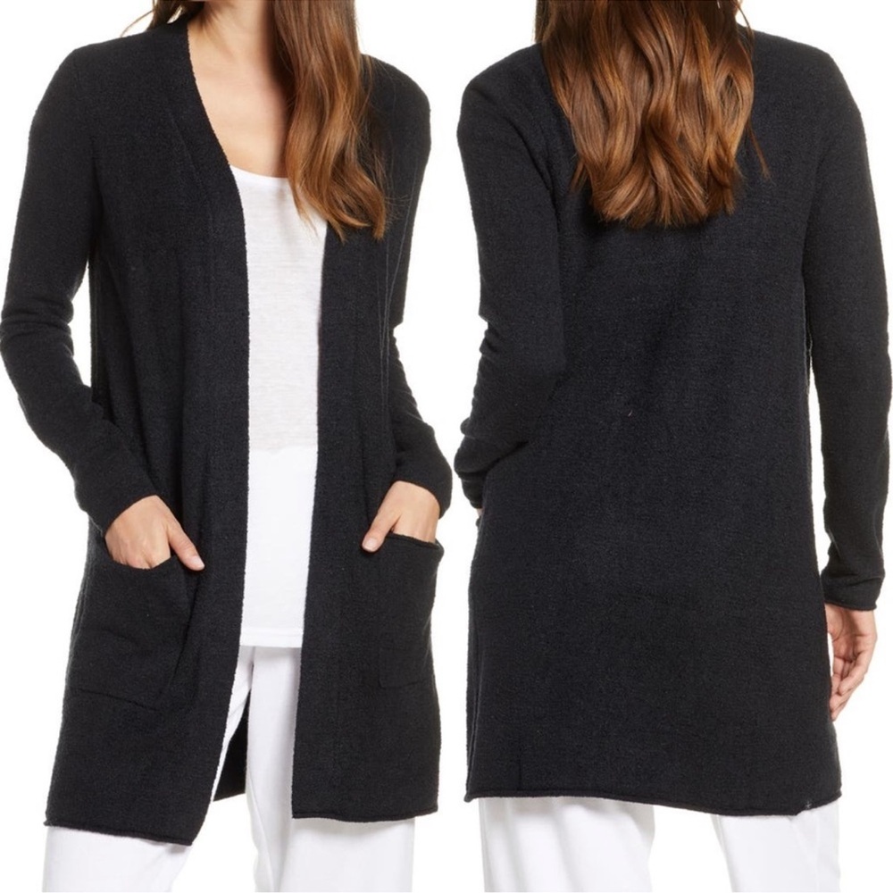 Barefoot Dreams Black Cozy Light Open Front Cardigan